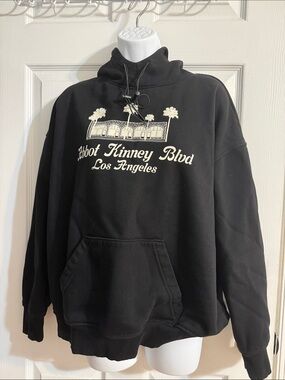 PacSun Black Pullover Hoodie with Cream Abbot Kinney Blvd Los Angeles Graphic